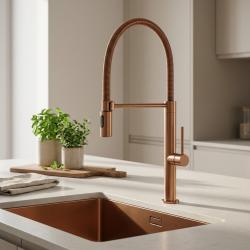 Pure.Sink Luxion Profi copper kitchen faucet with flexible spout and 2 spray modes PLXFLEX-62